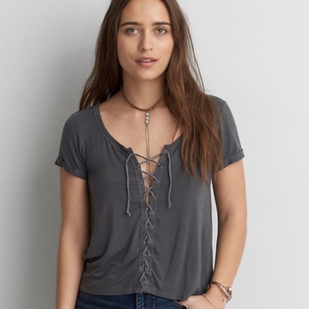 American Eagle Lace-Up Top